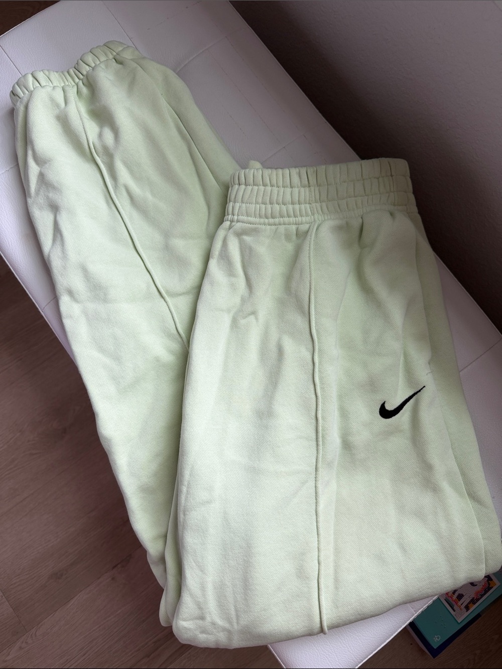 Nike Light Green Track Pants with Black Swoosh